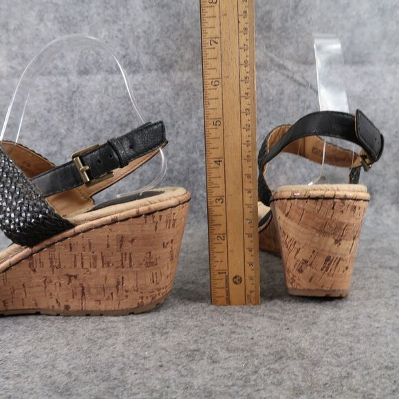 Born Concept Shoes Womens 11 Sandal Fashion Wedge Woven Straps Black Comfort boc - Picture 6 of 13